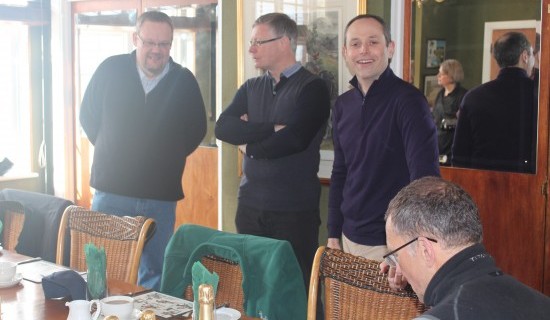 Huw, Top Gun James Rowntree and Bob Shattock wait for the results from Andy.